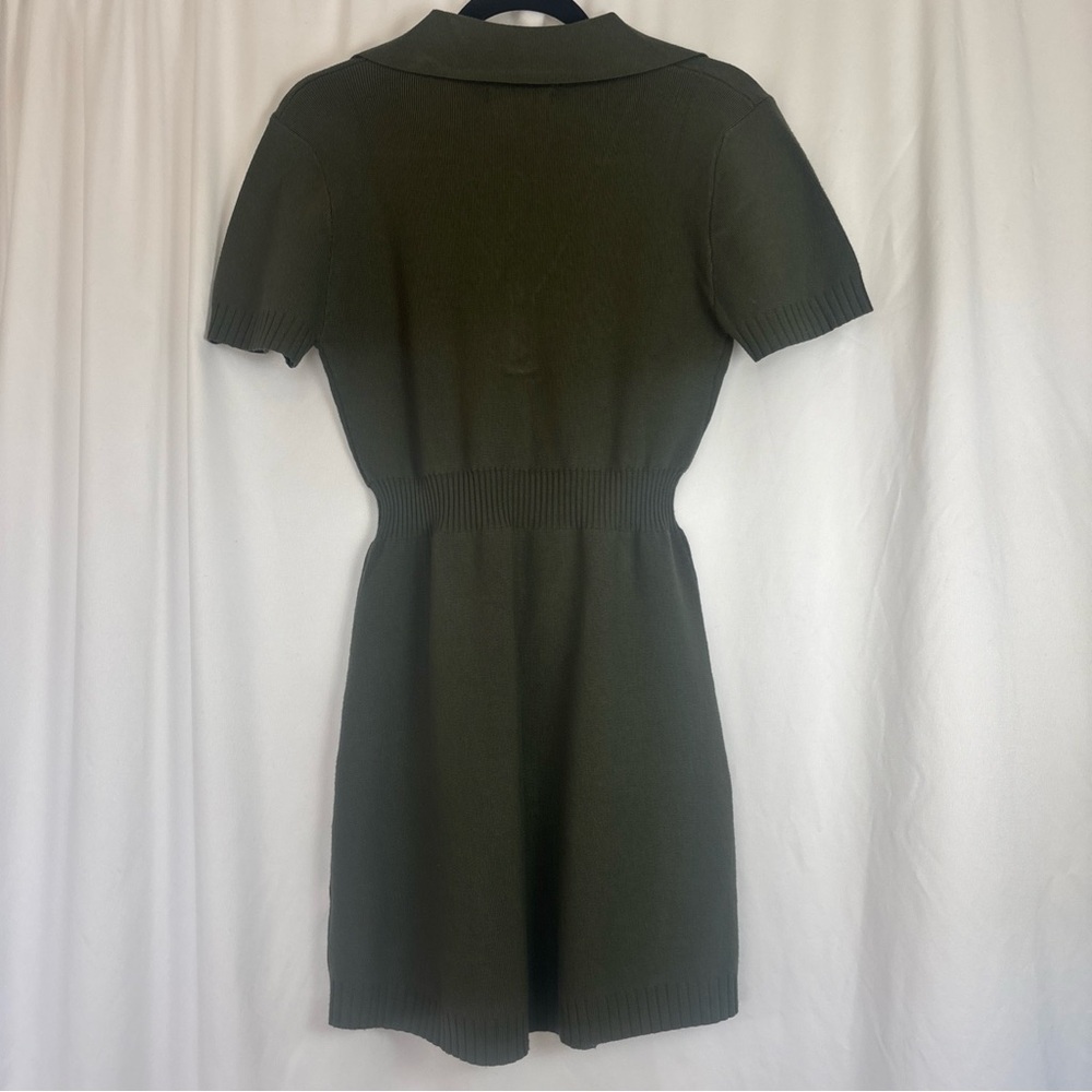 Lulus NWT Sz‎ M Sweater Dress Mini Olive Green Forest Fairy Academia Career - Picture 4 of 7